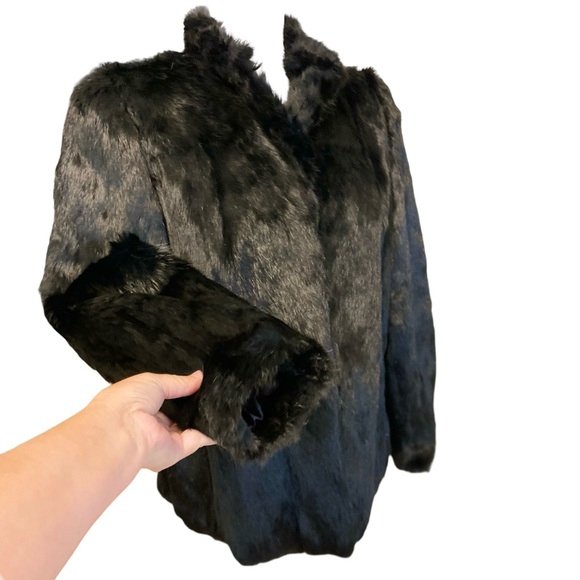 Vintage | The Must Have Classic Black Rabbit Fur Coat - Picture 6 of 16